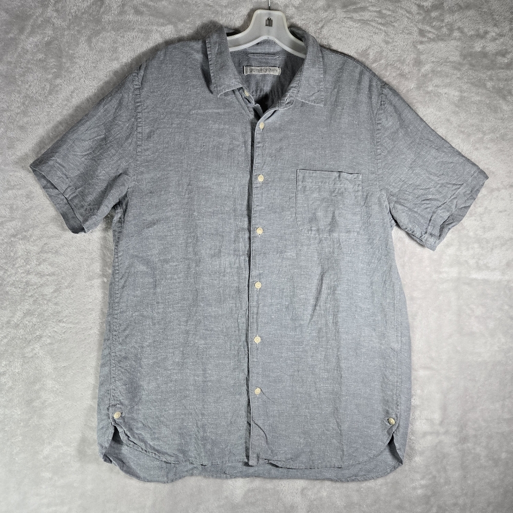 Outerknown Chambray Button Up Shirt Mens Size Large L Hemp Blend Light Blue